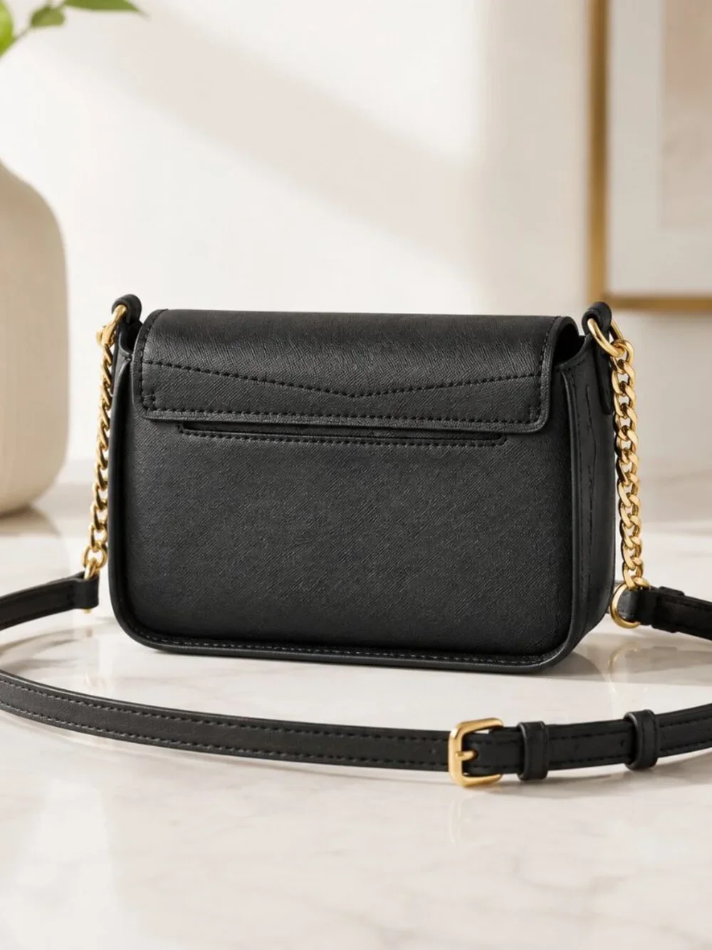 Michael Kors Sylvia Small Black Saffiano Leather Crossbody Bag NWT